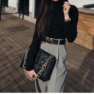 Zara Black Quilted Chain Strap Shoulder Bag